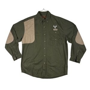 Magellan Sportswear Mens Large Shooting Shirt Olive Green Quilted Shoulder Pad L